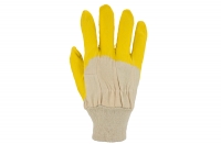 Cotton glove with latex coating, with knitted cuff, yellow, 12 pairs