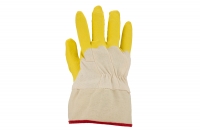 Cotton glove with latex coating, with open cuff, yellow, 12 pairs