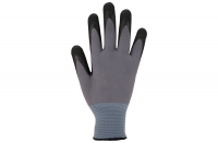 Fine-knit-glove with nitrile coating, micro-foam, partial coating, black, 12 pairs