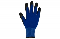 Fine-knit-glove with nitrile coating, micro-foam, partial coating, blue/black, 12 pairs