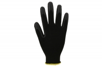 Fine-knit-glove with nitrile coating, micro-foam, partial coating, works with touchscreens, black, 12 pairs