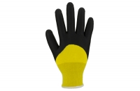 Winter glove with latex coating, shrink roughened, yellow, 6 pairs