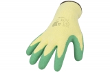Feinstrickhandschuhe mit Latexbeschichtung, schrumpfgeraut, gelb/grn