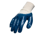 Baumwollhandschuhe mit Nitrilbeschichtung, teilbeschichtet, blau
