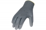 Fine knit glove with PU-coating, gray, 12 pairs